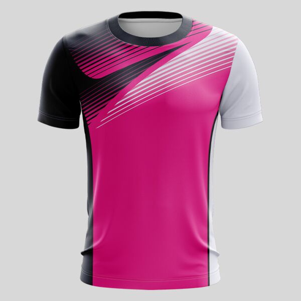 Pink Linear Pattern Full Print Roundneck Shirt Thumbnail