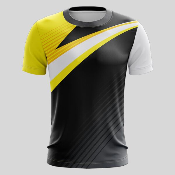 Yellow Linear Pattern Full Print Roundneck Shirt Thumbnail