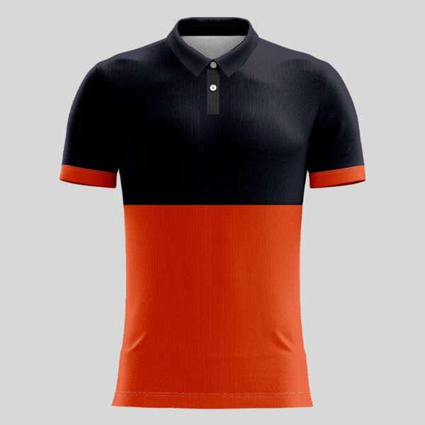 Orange Two Color Pattern Full Print Polo Shirt Thumbnail