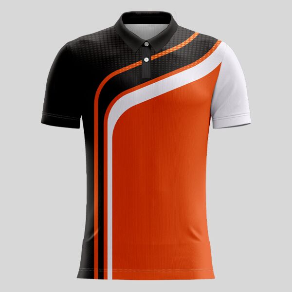 Orange Esport Pattern Full Print Polo Shirt Thumbnail
