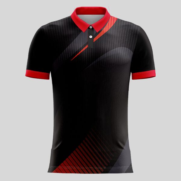 Red Esport Pattern Full Print Polo Shirt Thumbnail