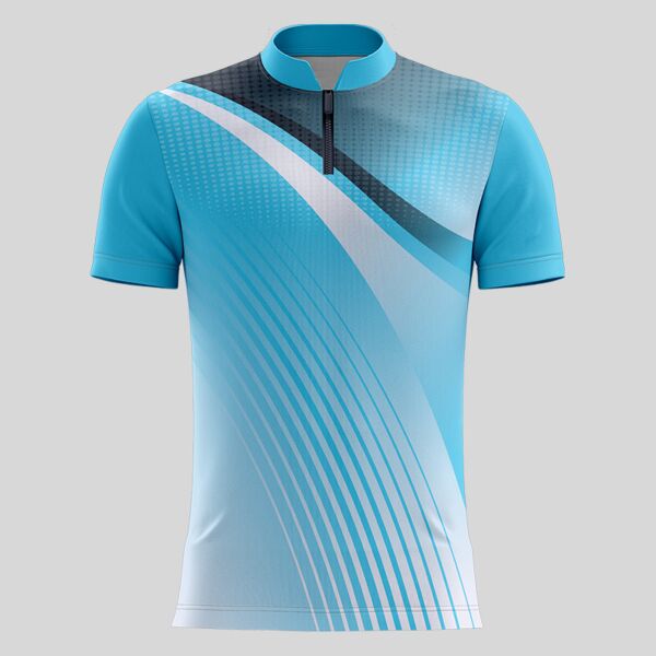 Blue Esport Pattern Full Print Chinese Collar Shirt Thumbnail