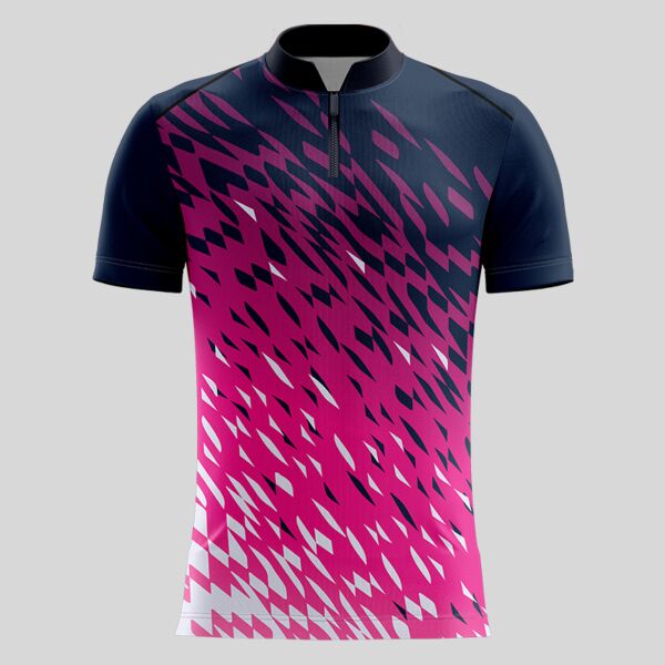 Pink Esport Pattern Full Print Chinese Collar Shirt Thumbnail