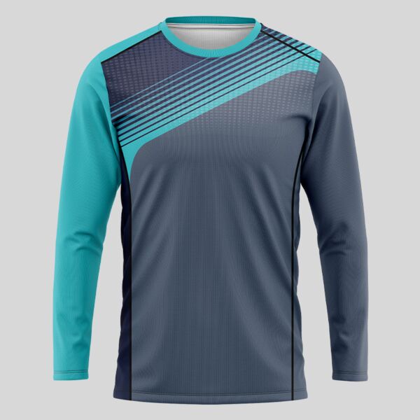 Blue Green Linear Pattern Full Print Long Sleeve Shirt Thumbnail