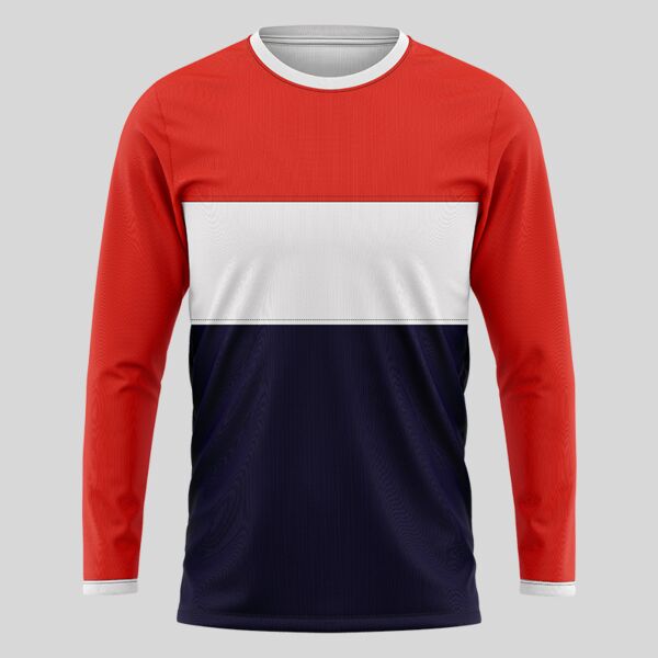 Orange Tricolor Pattern Full Print Long Sleeve Shirt Thumbnail