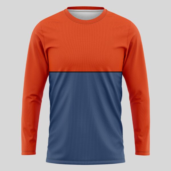 Orange Two Color Pattern Full Print Long Sleeve Shirt Thumbnail