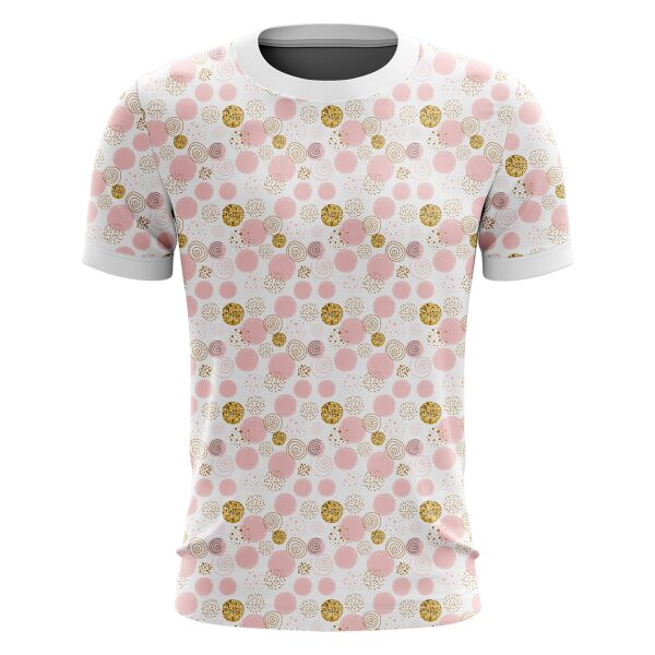 Pink and Gold Circles Design Full Print Roundneck Shirt Thumbnail