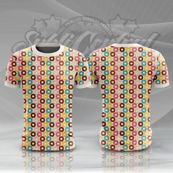 Donuts Design Full Print Roundneck Shirt Thumbnail