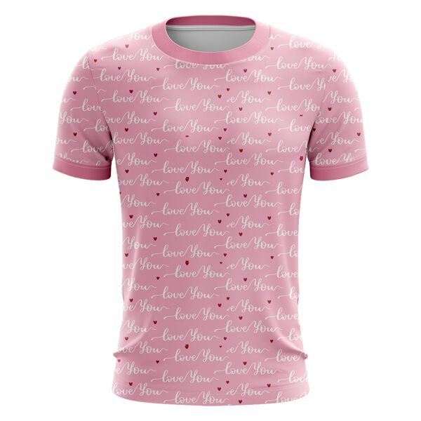 Pink Love Design Full Print Roundneck Shirt Thumbnail