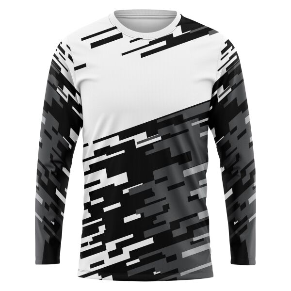 Black and White Design Full Print Long Sleeve Shirt Thumbnail