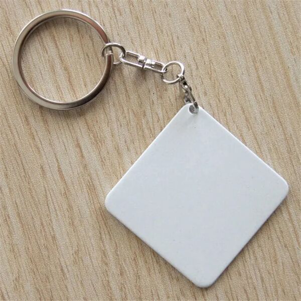 White Square Metal Keychain Thumbnail
