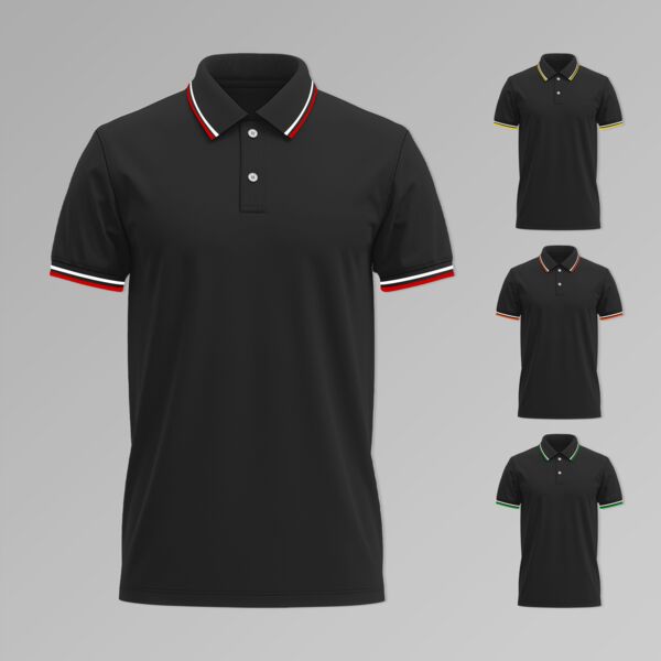 2 Tone Polo Shirt - Black Body (Mens) Thumbnail