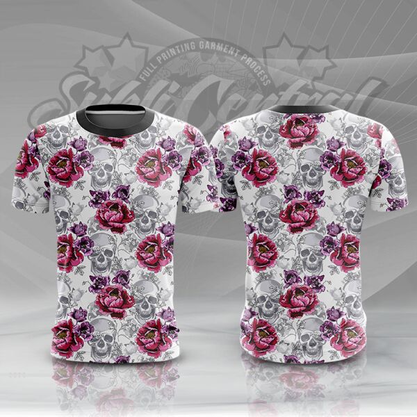 Skull Design Full Print Sublimation Roundneck Shirt Thumbnail