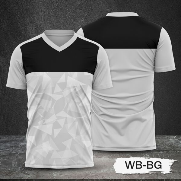 Black and White with Geometric Design Full Sublimation Shirt Thumbnail
