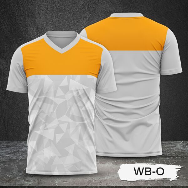 Orange and White with Geometric Design Full Sublimation Shirt Thumbnail