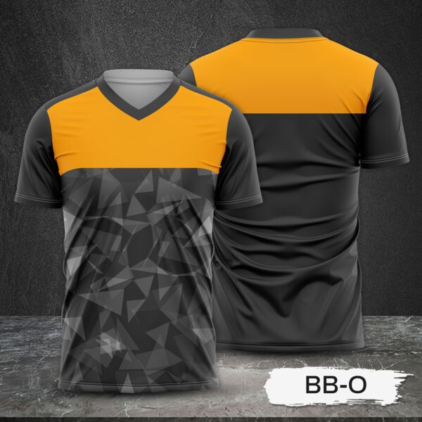 Orange and Black with Geometric Design Full Sublimation Shirt Thumbnail