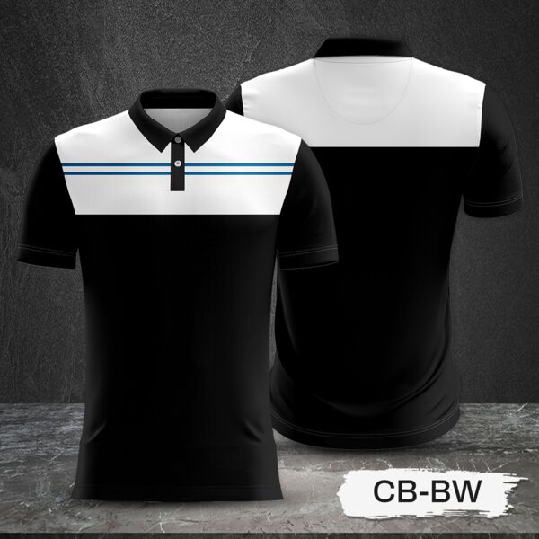 White and Black Combination Full Sublimation Polo Shirt Thumbnail