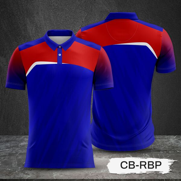 2 Color Combination with Texture Design and Gradient Sleeve Full Print Sublimation Polo Shirt Thumbnail
