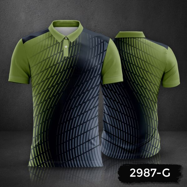 Abstract with Gradient Color Design Polo Shirt Full Print Sublimation Thumbnail