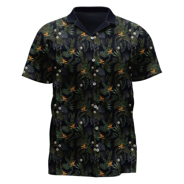 Leaves Design Full Print Button Down Polo Thumbnail