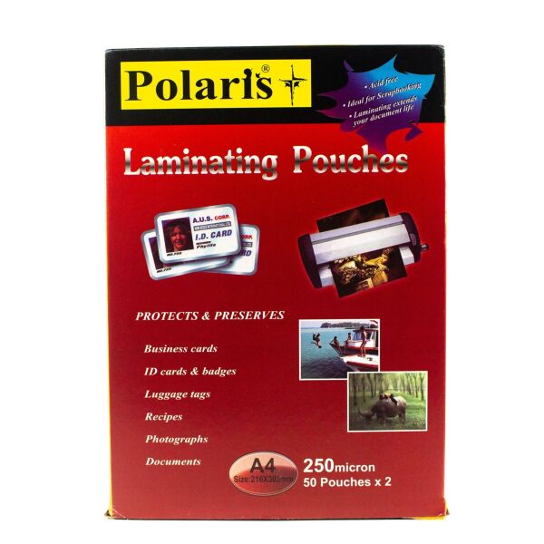 Polaris 125mic Laminating Pouch 65x95 ID (50's) Thumbnail