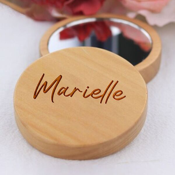 Engrave Wooden Round Mirror Thumbnail