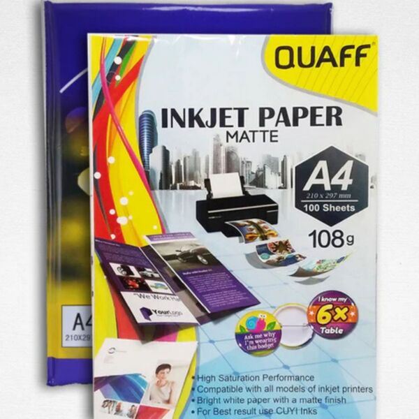     	 Quaff Inkjet Paper Matte 108gsm A4 (100's) Thumbnail