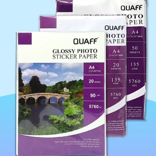 Quaff Glossy Photo Sticker Paper 135gsm A4 (20's) Thumbnail