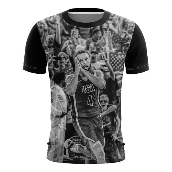 Vintage Stephen Curry Basketball Half Bleed Full Print Sublimation Roundneck Shirt Thumbnail
